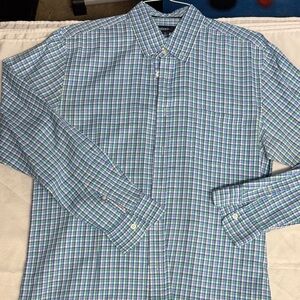 johnnie-O Blue and Green Plaid Button Down Shirt